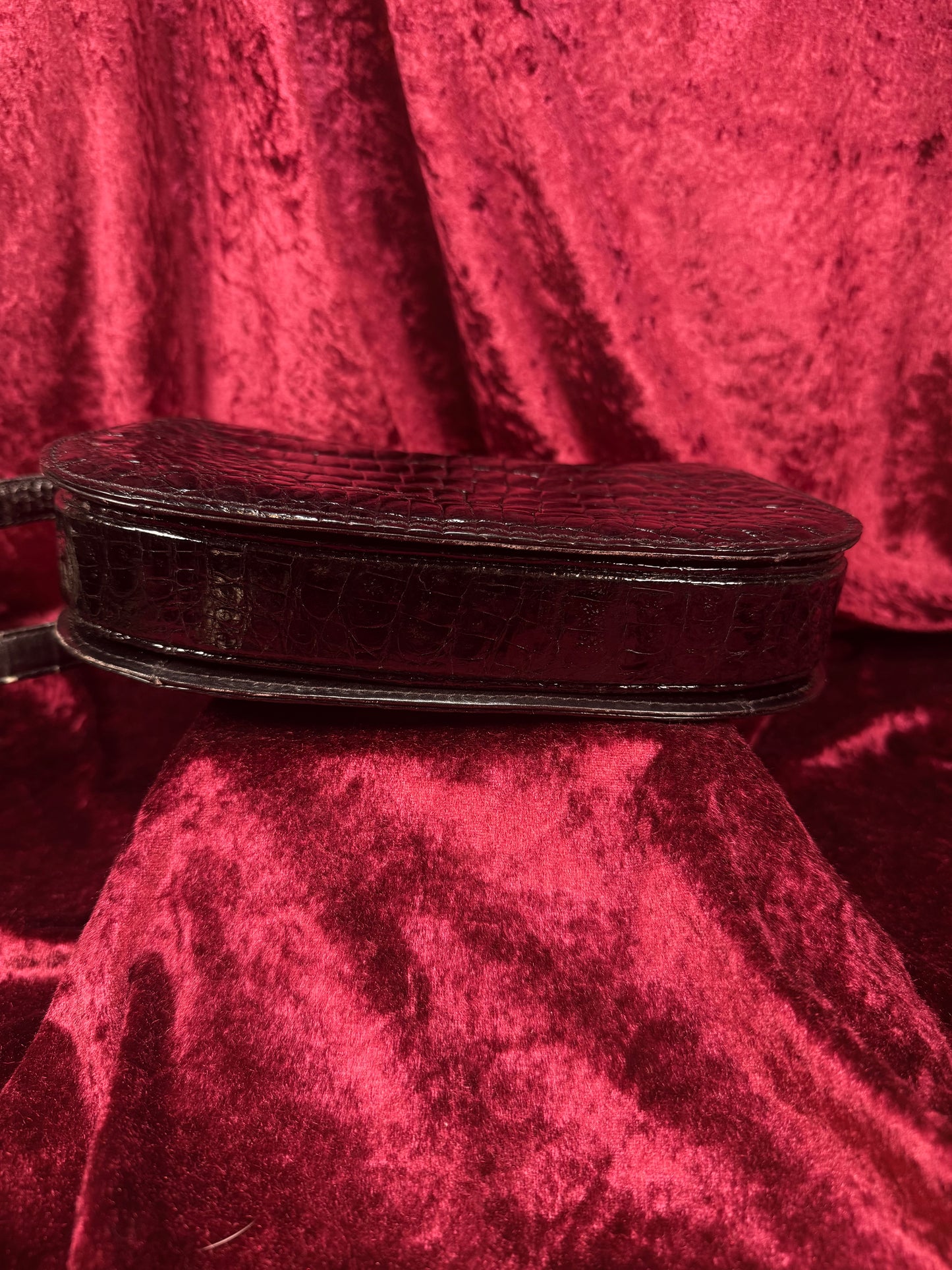 Vintage Genuine Crocodile Skin Purse - Black Crossbody Shoulder Bag