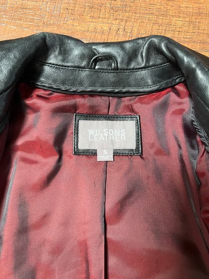 Vintage Clothing - Genuine Leather Jacket - Black - Maroon Lining - Small - Wilsons Leather