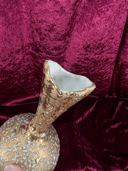 Vintage Ceramic Bud Vase – Dixon Art Studio Gold Textured Mid Century Design