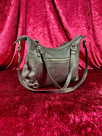 Vintage Accessories - Purse - Black Pebble Leather with Silver Hardware - Purple Lining - Coach