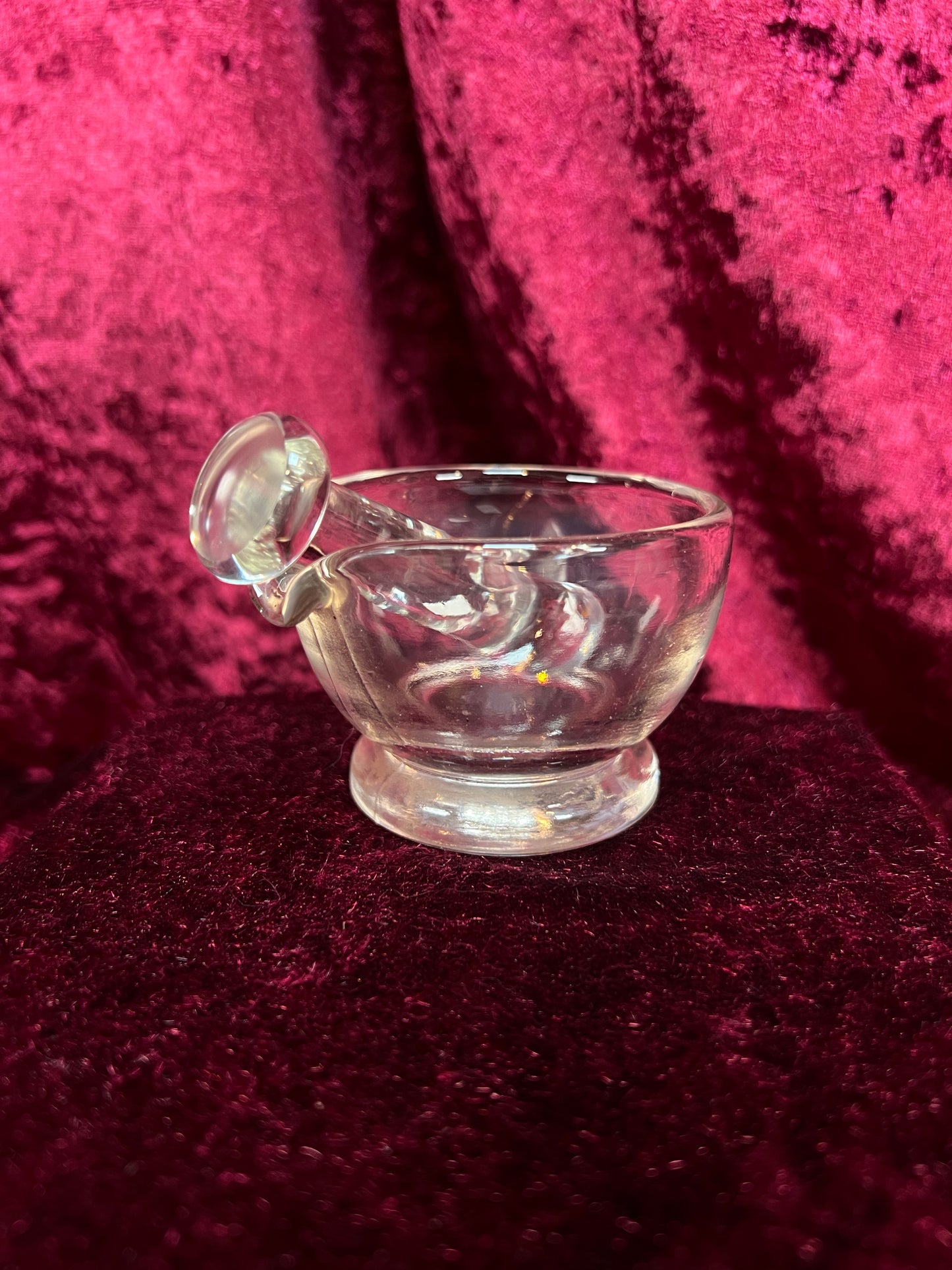 Vintage Miniature Clear Glass Mortar and Pestle - Apothecary Pharmacy Style
