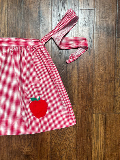 Vintage Clothing - Handmade Half Apron - Red and White Gingham - Apple Pocket