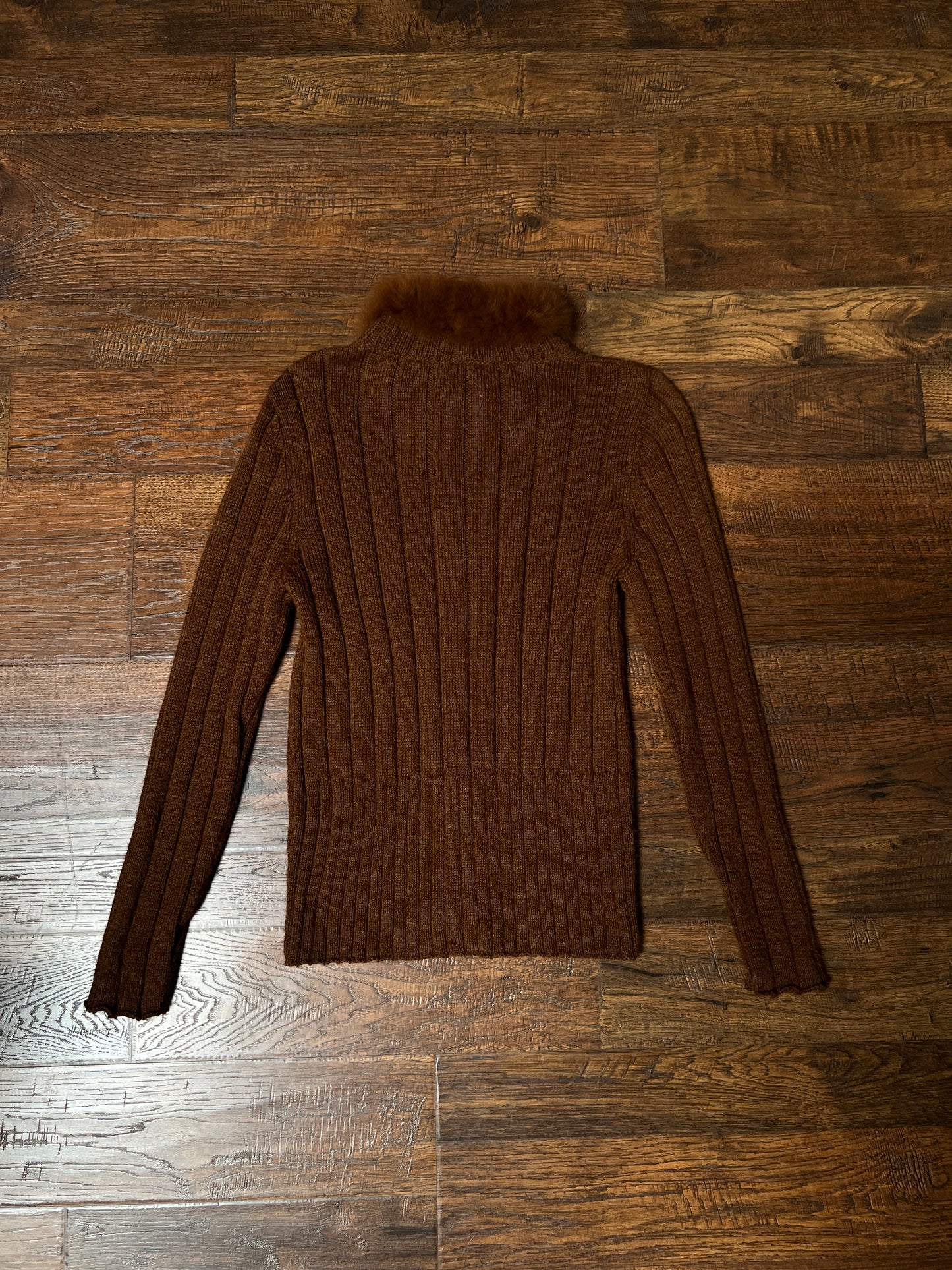 Vintage Inca Fashions Knit Sweater — Baby Alpaca Fur Collar Zip Front - Size Small