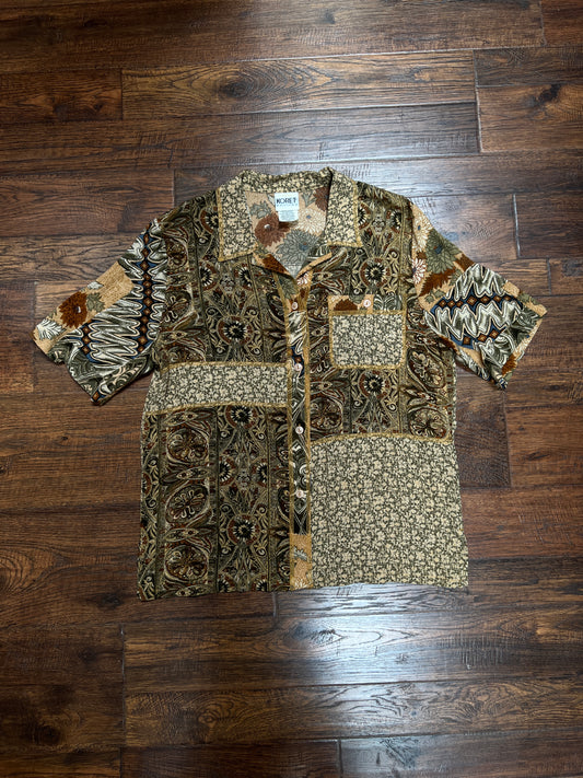 Vintage Koret Petites Camp Shirt – 1990s Patchwork Paisley Floral Print - Medium