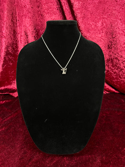 Vintage Silver Tone Wizard Pendant - Renaissance Fantasy Figure Necklace