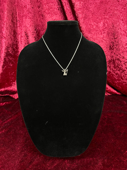Vintage Silver Tone Wizard Pendant - Renaissance Fantasy Figure Necklace