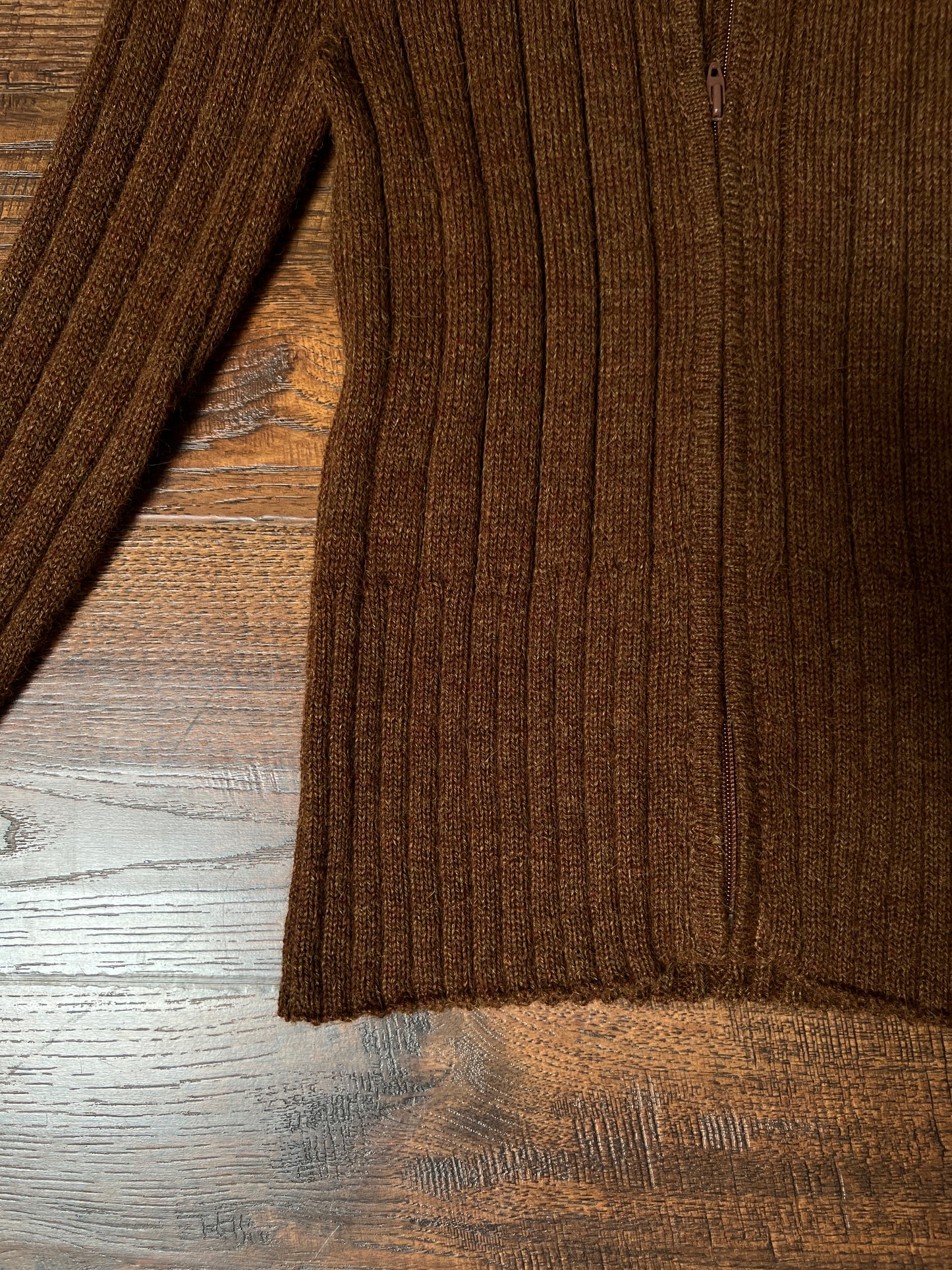 Vintage Inca Fashions Knit Sweater — Baby Alpaca Fur Collar Zip Front - Size Small