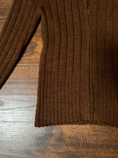 Vintage Inca Fashions Knit Sweater — Baby Alpaca Fur Collar Zip Front - Size Small