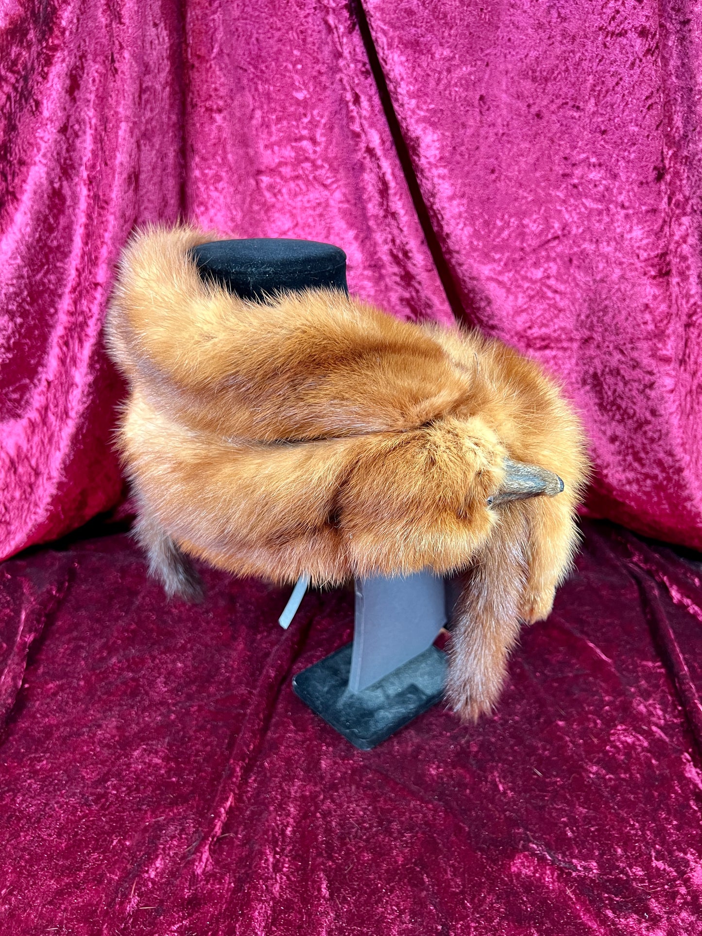 Vintage Fur Shoulder Wrap Stole – Four Red Foxes - 51"