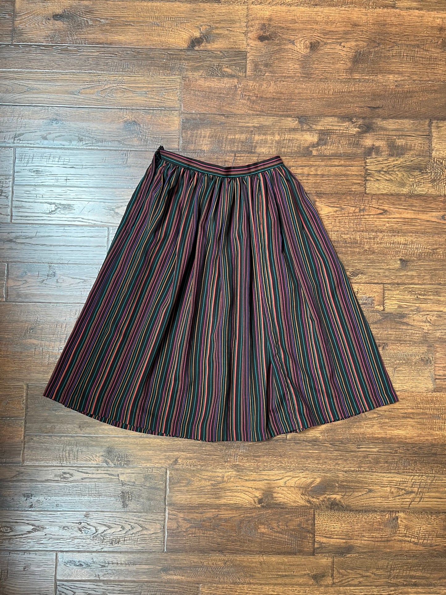Vintage Clothing - Semi-Sheer Circle Skirt - Horizontal Stripes - Medium - Garey Petites California
