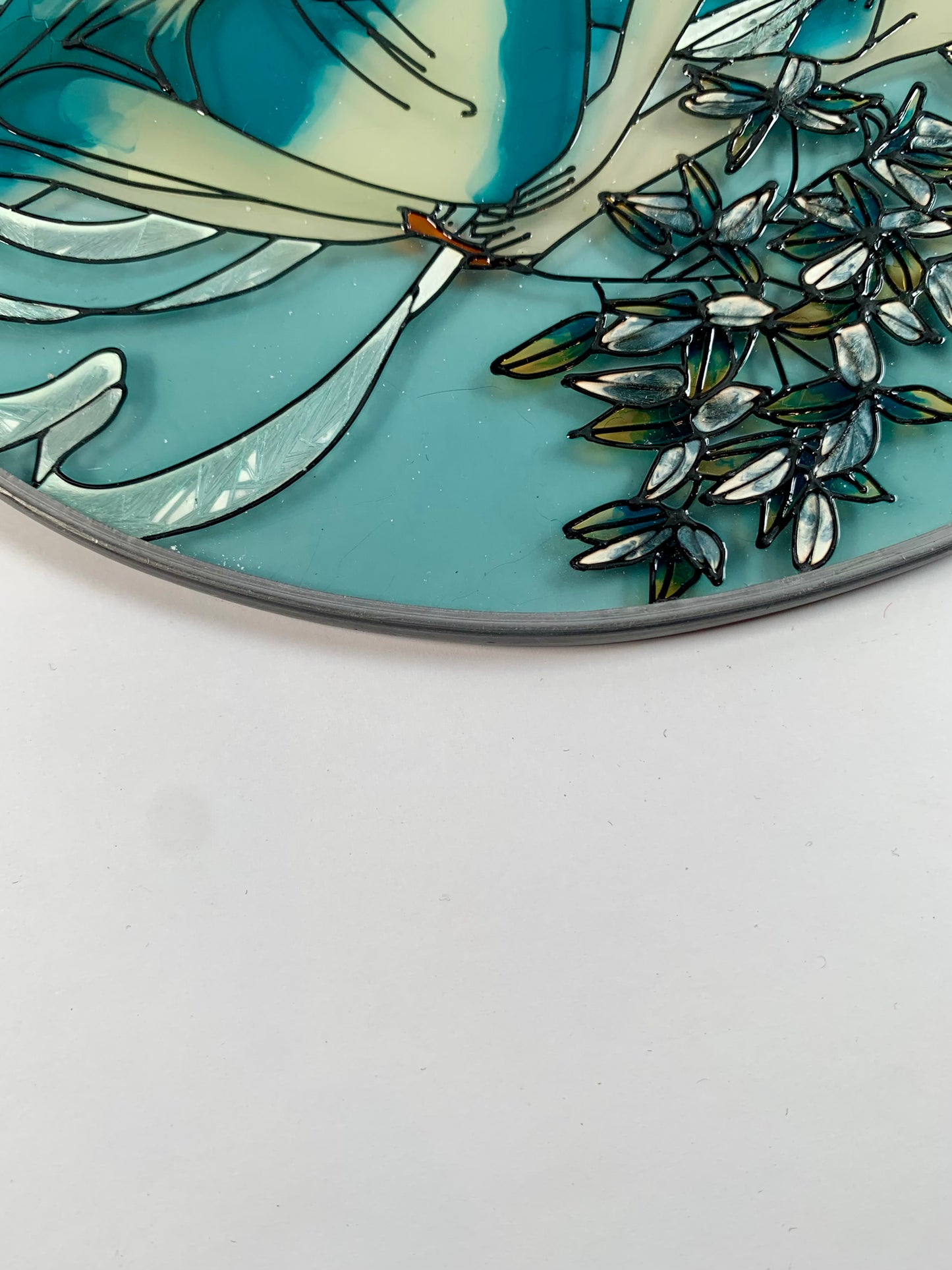 Vintage Suncatcher - Oval Painted Glass - Flower Fairy Queen