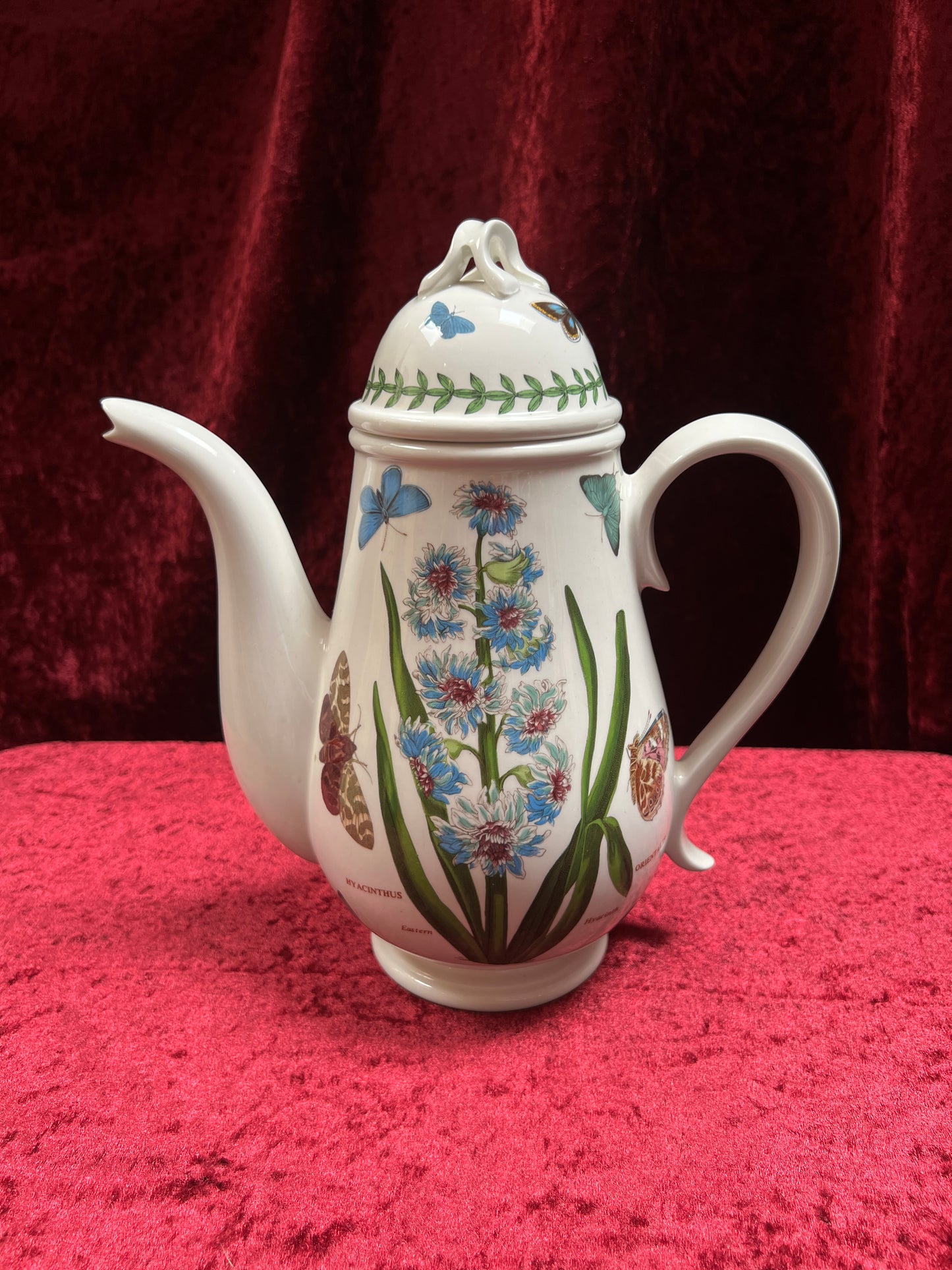 Vintage Ceramic Coffee Pot - Botanic Garden Hyacinth Butterfly Portmeirion
