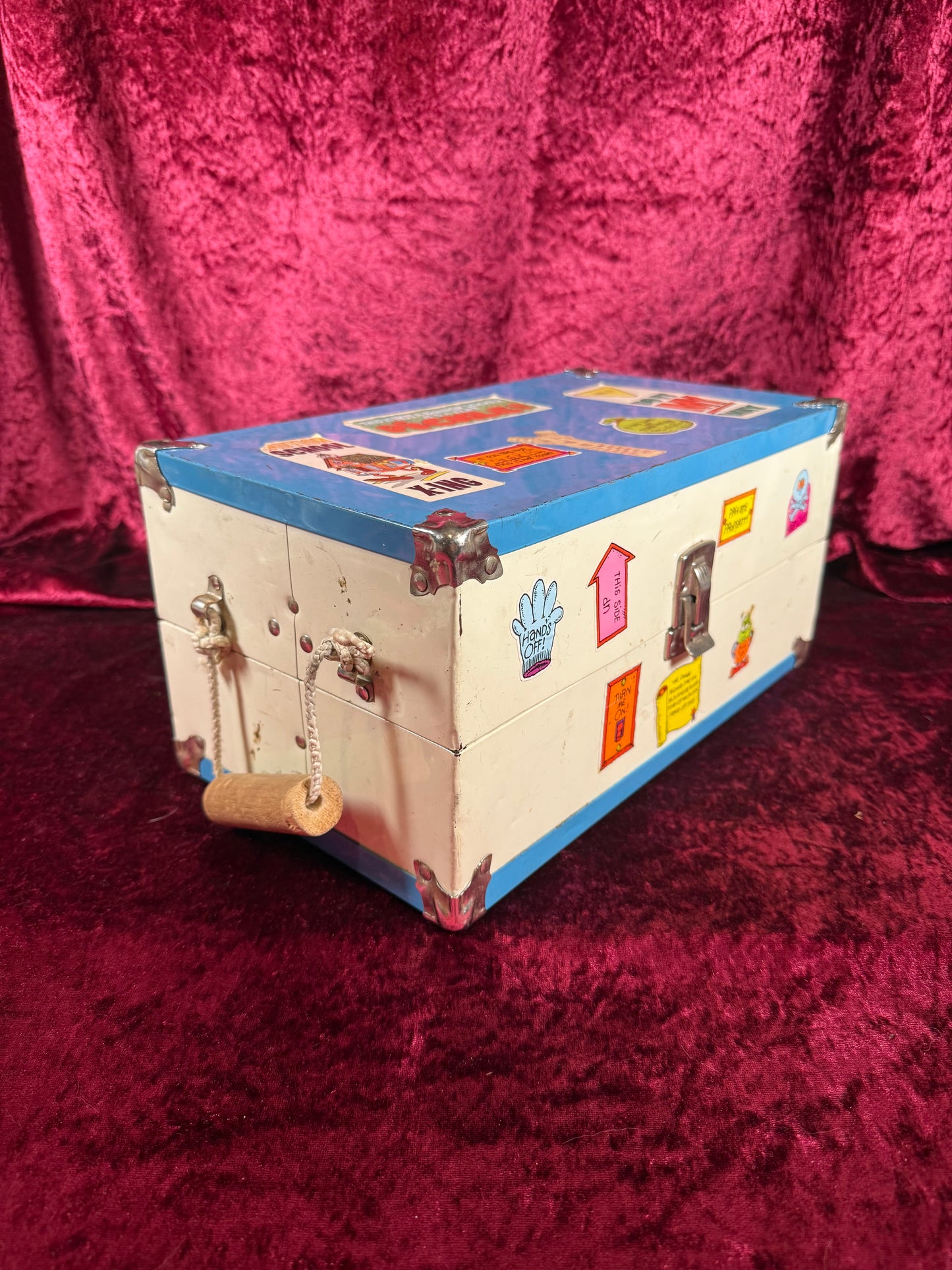 Vintage Toy - Metal Doll Suitcase with Dynamite Stickers - 1970s