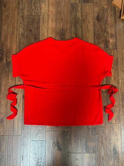 Vintage Clothing - Tie Waist Blouse - Red - Medium