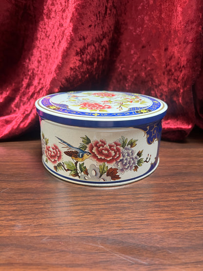 Vintage Kitchen - Metal Tea Storage Tin - Bluebird In the Flower Bush - Tin Box Company of America - 1987