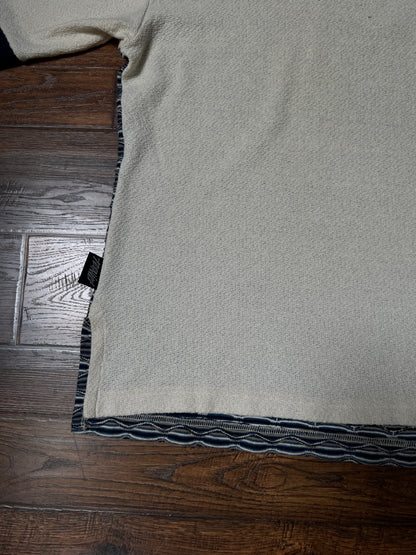 Vintage Pernicci Cotton Polo Shirt – Textured Wave Knit Half Zip – Size X-Large