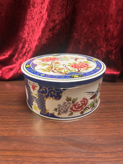 Vintage Kitchen - Metal Tea Storage Tin - Bluebird In the Flower Bush - Tin Box Company of America - 1987