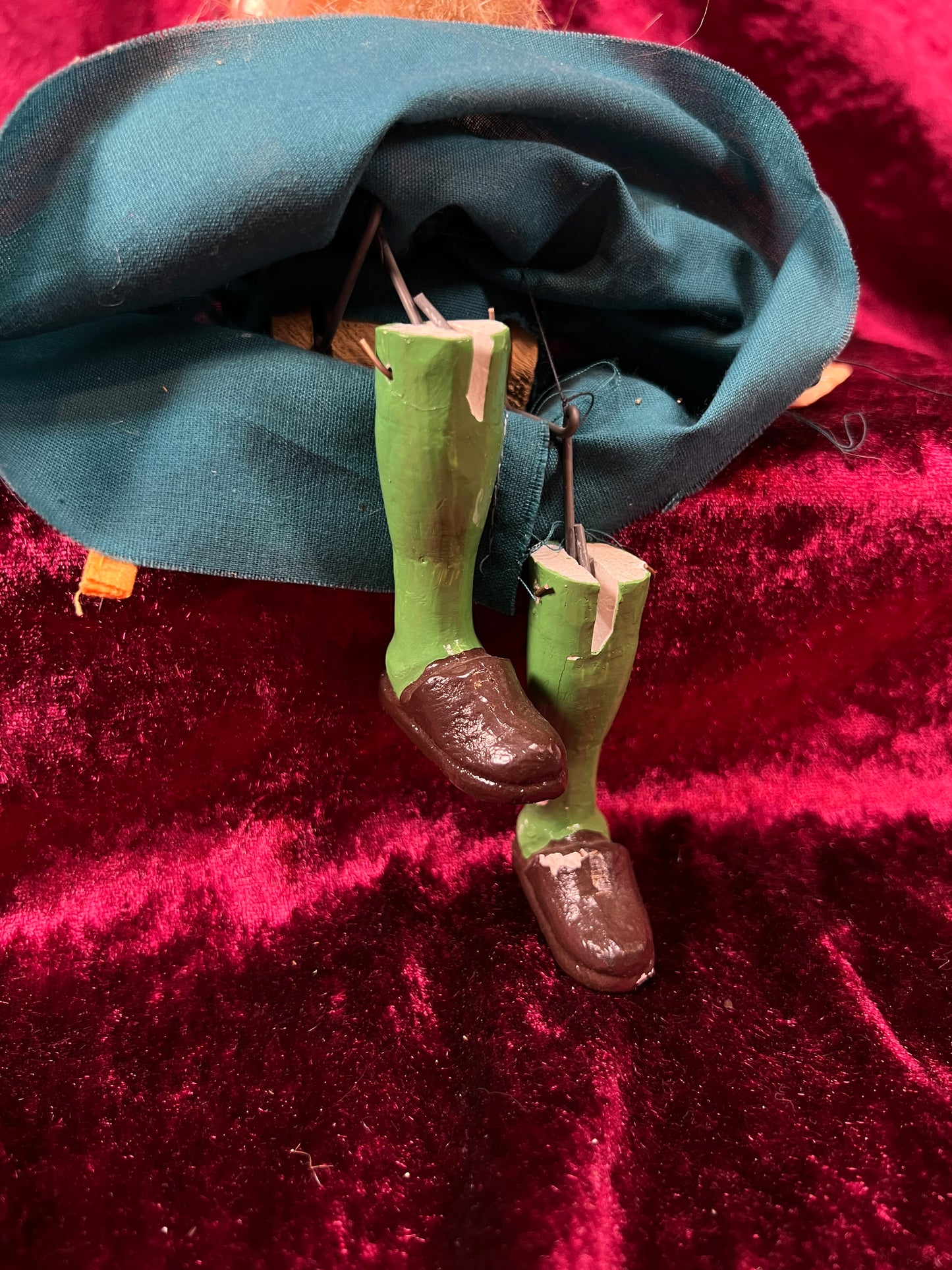 Vintage Marionette Puppet - Ugly Witch Character Folk Art
