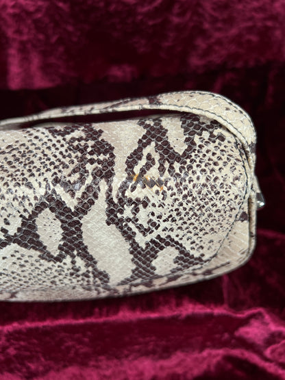 Vintage Susan Gail Snakeskin Crossbody Bag - Cream Brown Mini Saddle Purse