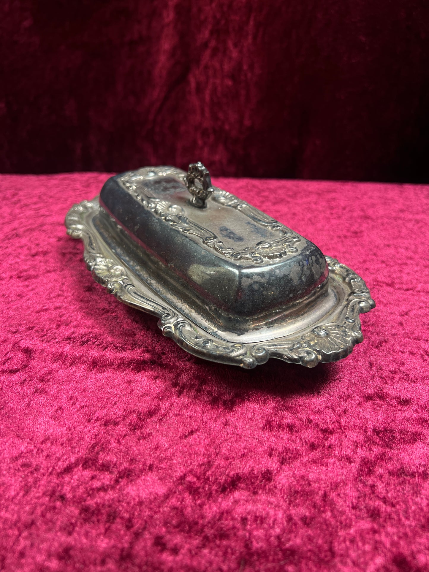 Vintage Silverplate Butter Dish - Ornate Rococo Design with Glass Liner