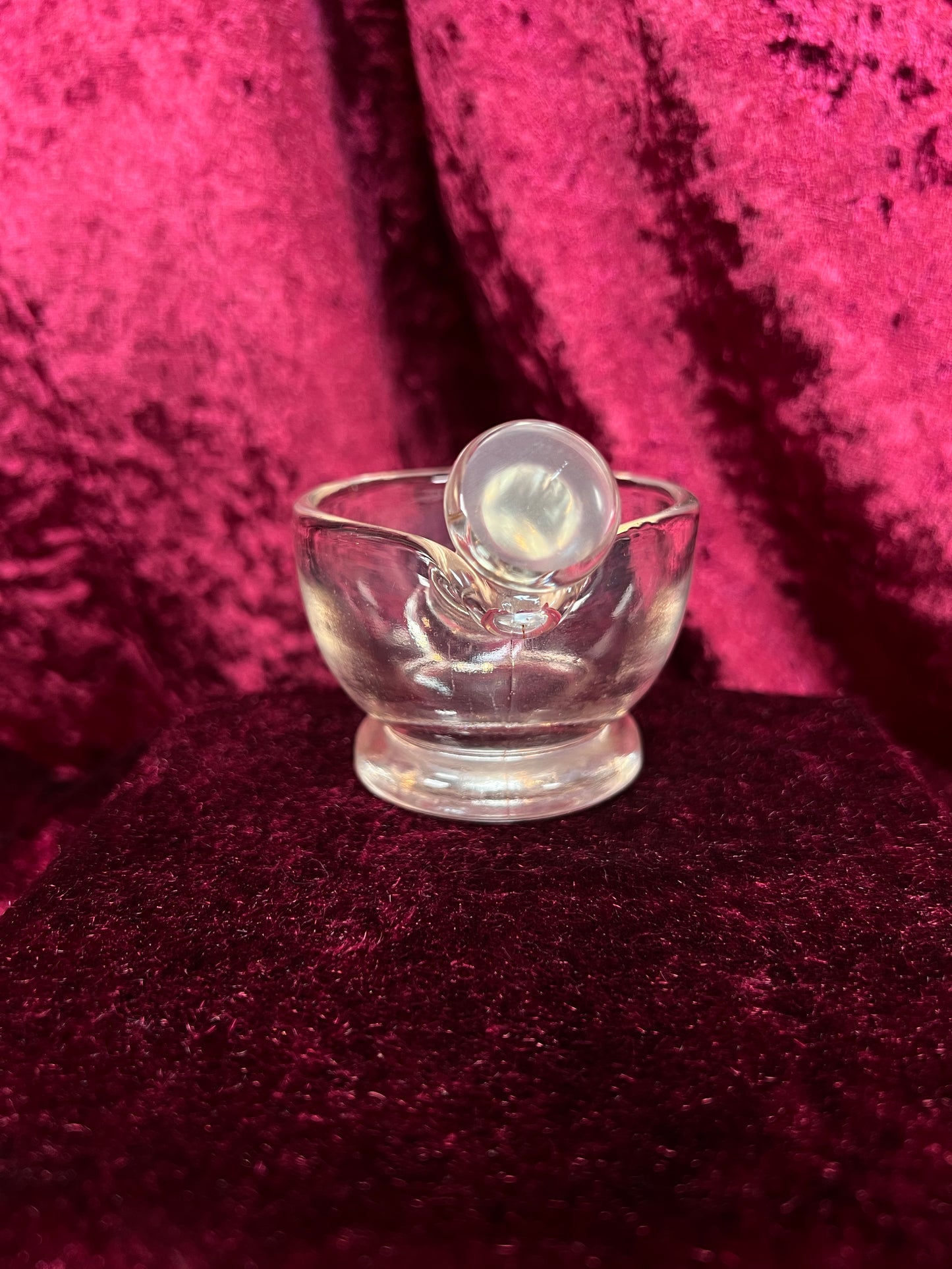 Vintage Miniature Clear Glass Mortar and Pestle - Apothecary Pharmacy Style