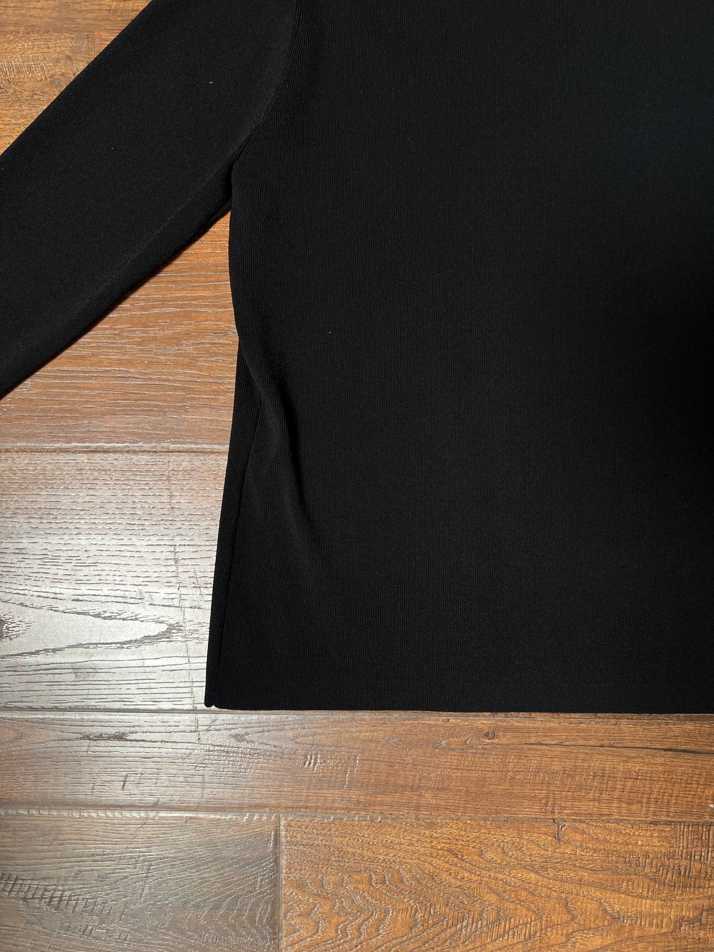 Vintage Notations Rayon Blend Black Top — Polka Dot Bow Trim - Size Large
