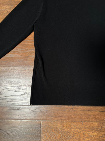 Vintage Notations Rayon Blend Black Top — Polka Dot Bow Trim - Size Large