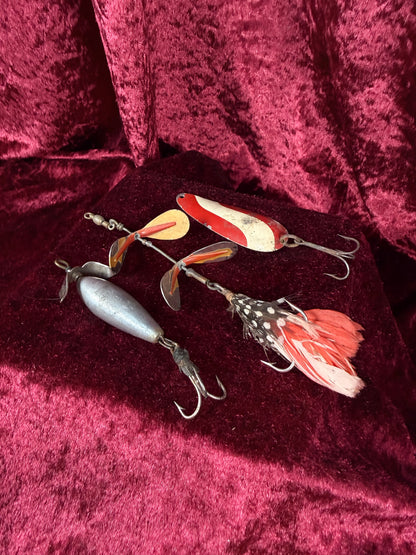 Vintage Metal Fishing Lure Lot - Pflueger & South Bend Spinner Baits
