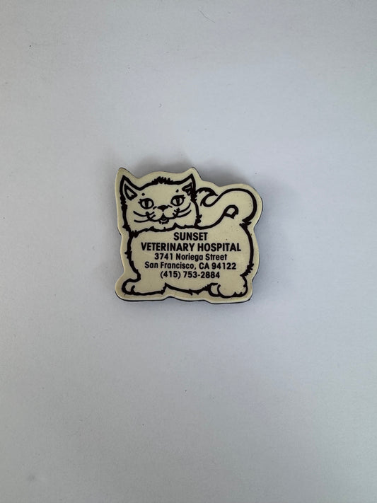 Vintage Magnet - Sunset Veterinary Hospital - Cat Shape