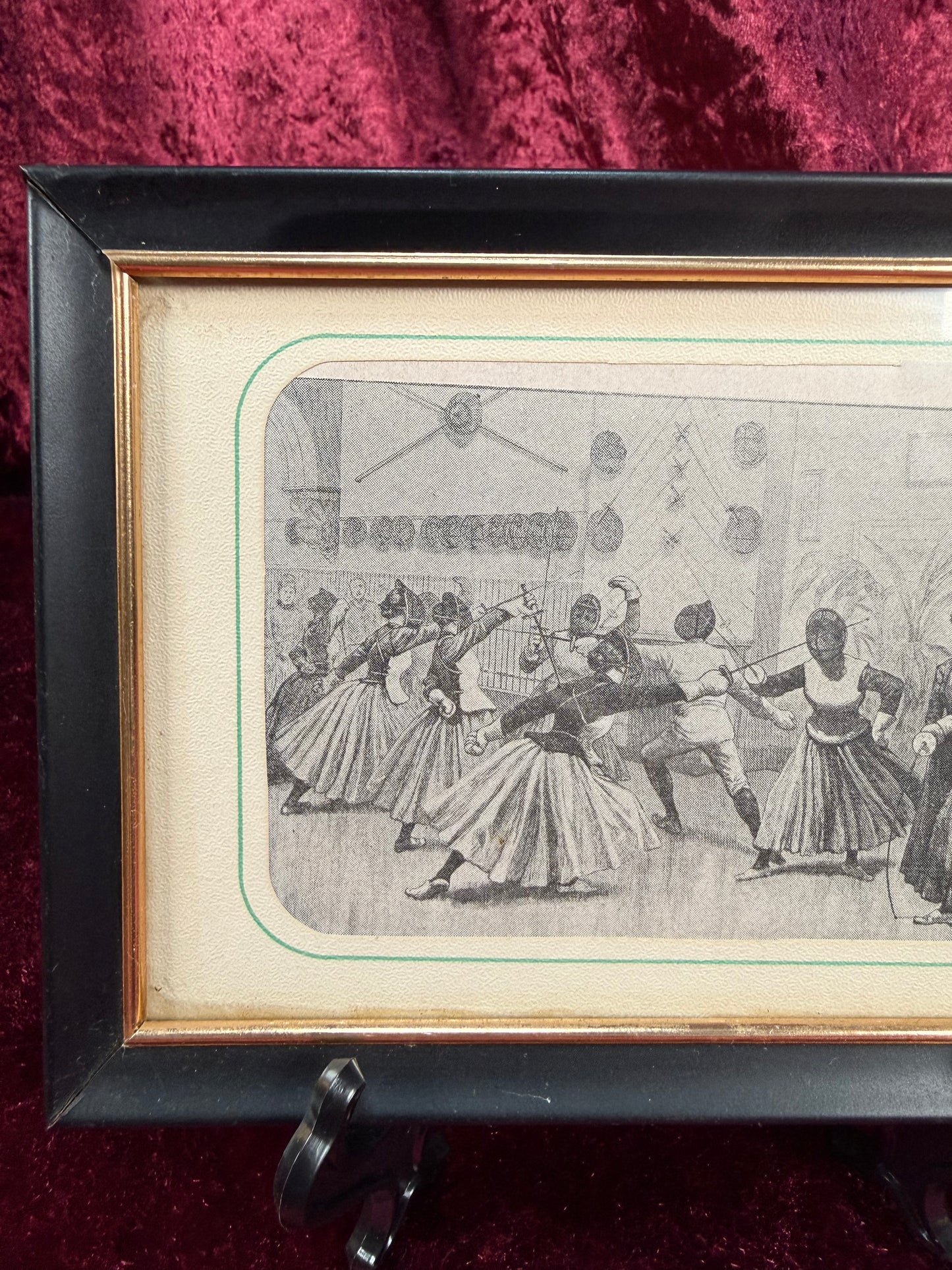 Antique Wall Art - Framed Print - Edwardian Women Fencing - 7.5 x 5.5"