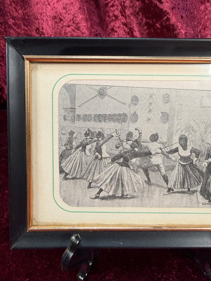Antique Wall Art - Framed Print - Edwardian Women Fencing - 7.5 x 5.5"