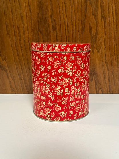 Vintage Kitchen - Metal Storage Tin - Red and Cream Florals - Made In Italy