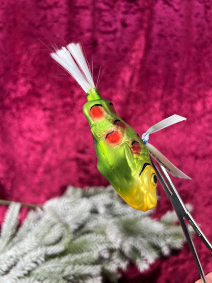 Vintage Christmas - Handblown Glass Ornament - Green Fish - Lauscha - Made In Germany