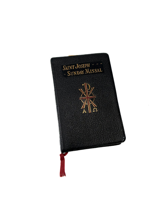 Vintage Bible - 1957 Saint Joseph Sunday Missal - Black Leather Bound - Large Type