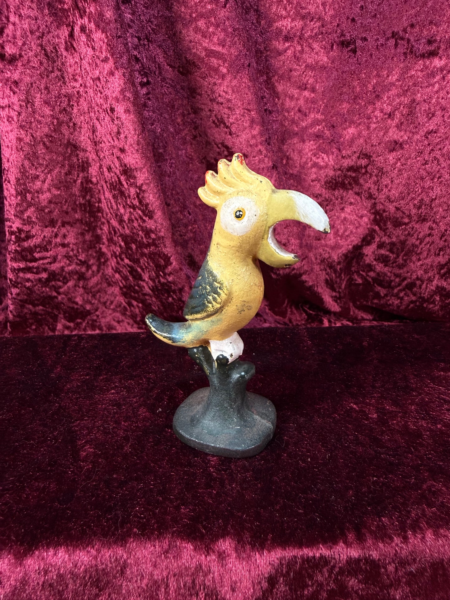 Vintage Cast Iron Bottle Opener – Yellow Parrot Figural Barware