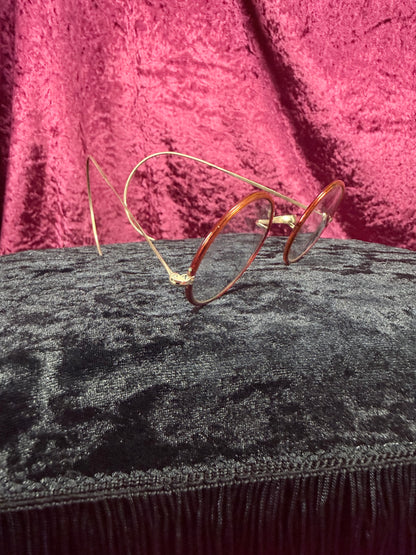 Antique Windsor Celluloid Pince-Nez Eyeglasses – Round Spectacles with Jenkel-Davidson Case