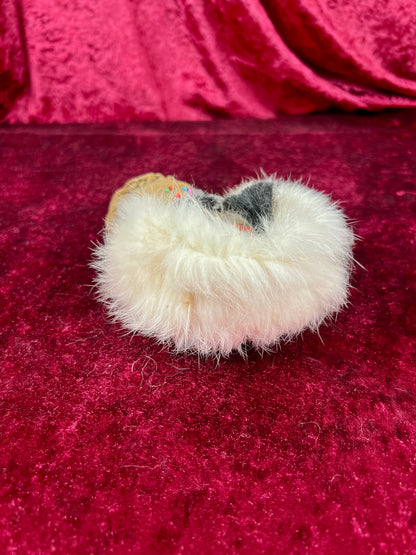 Vintage Souvenir Doll – Baby In Leather Moccasin with Rabbit Fur Trim