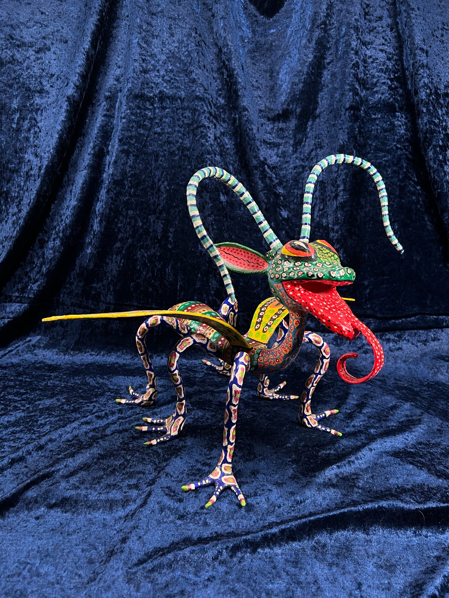 Vintage Paper Mache Alebrije Sculpture – Fantastical Winged Lizard Folk Art