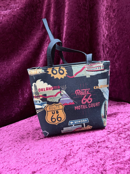 Vintage Y2K Route 66 Shoulder Bag – Rhinestone Road Trip Print