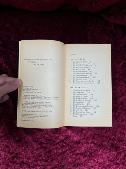 Vintage Paperback Book - Life and Energy - Isaac Asimov - Avon Publishing 1972