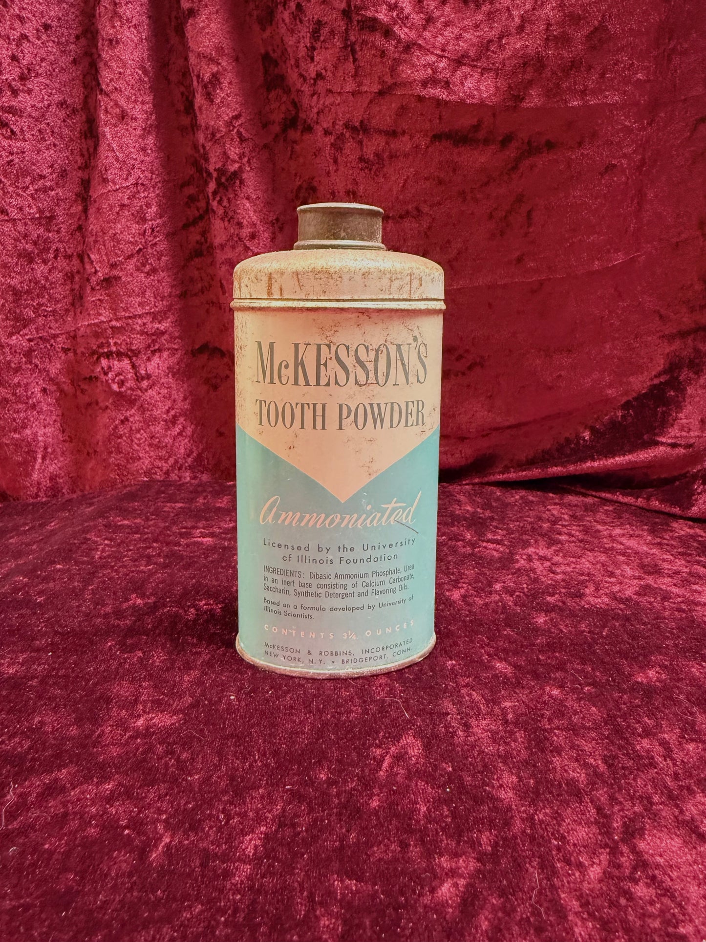 Vintage Medicine Cabinet - Metal Tin - McKesson’s Tooth Powder - Ammoniated