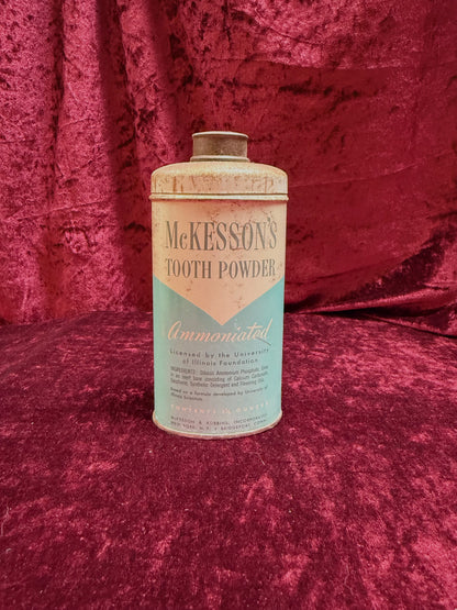 Vintage Medicine Cabinet - Metal Tin - McKesson’s Tooth Powder - Ammoniated