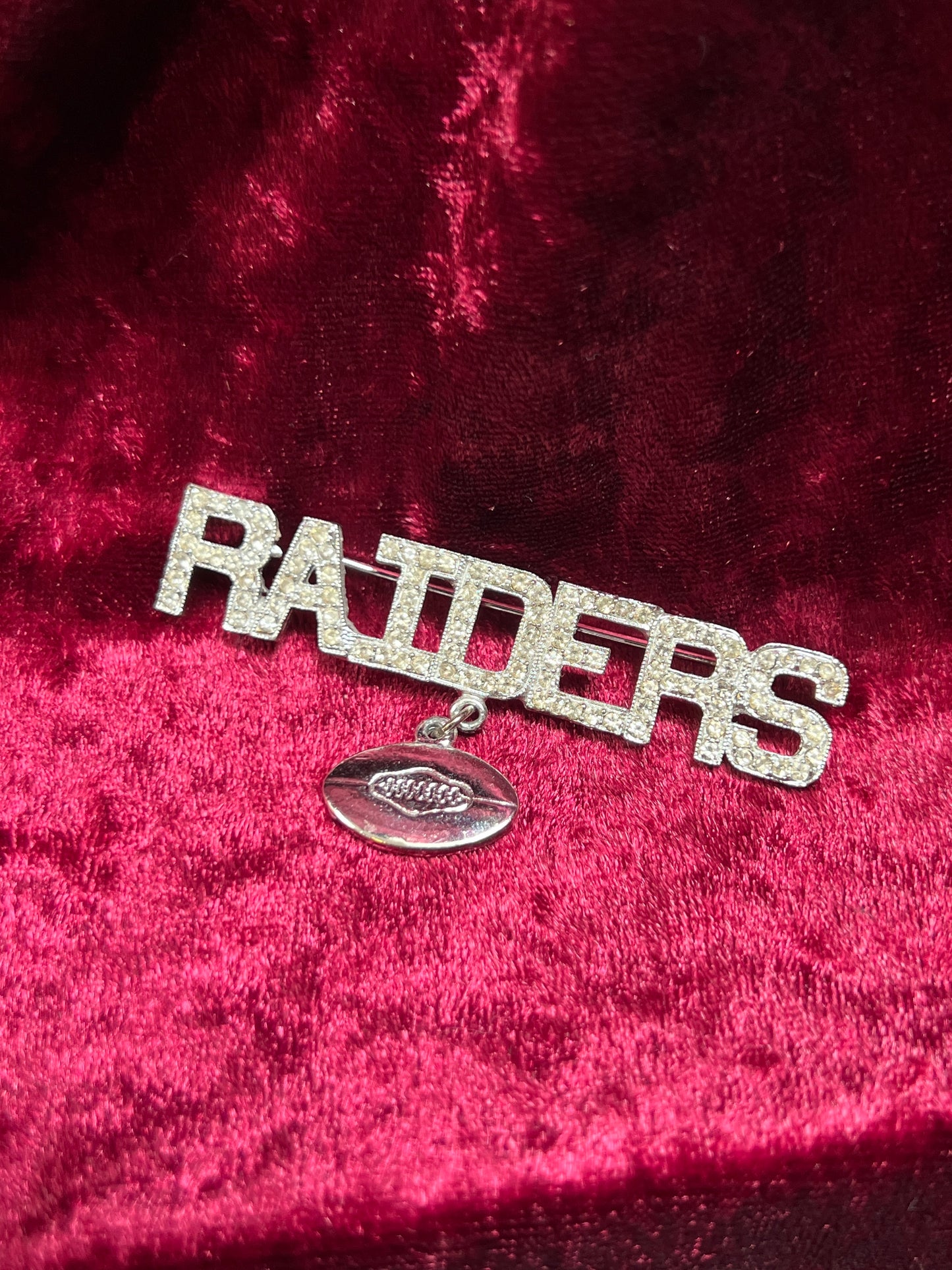 Vintage Jewelry - Brooch - Silver Tone Metal - Clear Rhinestones - Raiders