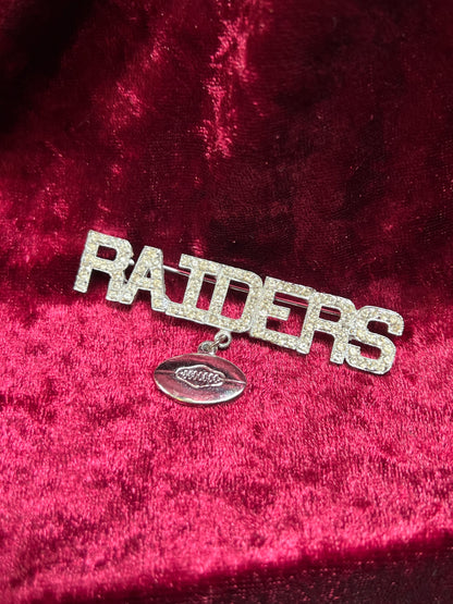 Vintage Jewelry - Brooch - Silver Tone Metal - Clear Rhinestones - Raiders