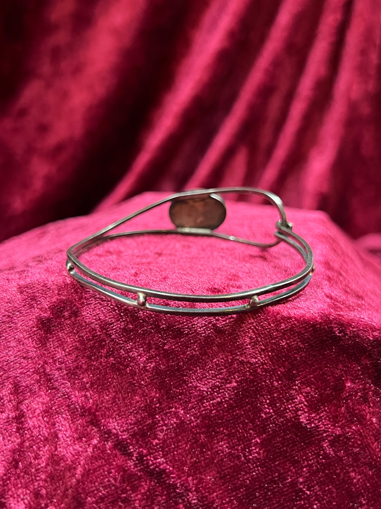 Vintage Jewelry - Cuff Bracelet - Silver - Jasper Center Stone