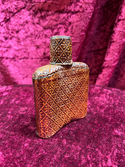 Vintage Barware - Tooled Leather Porron Decanter and Flask - Don Quixote and Patio De Los Leones