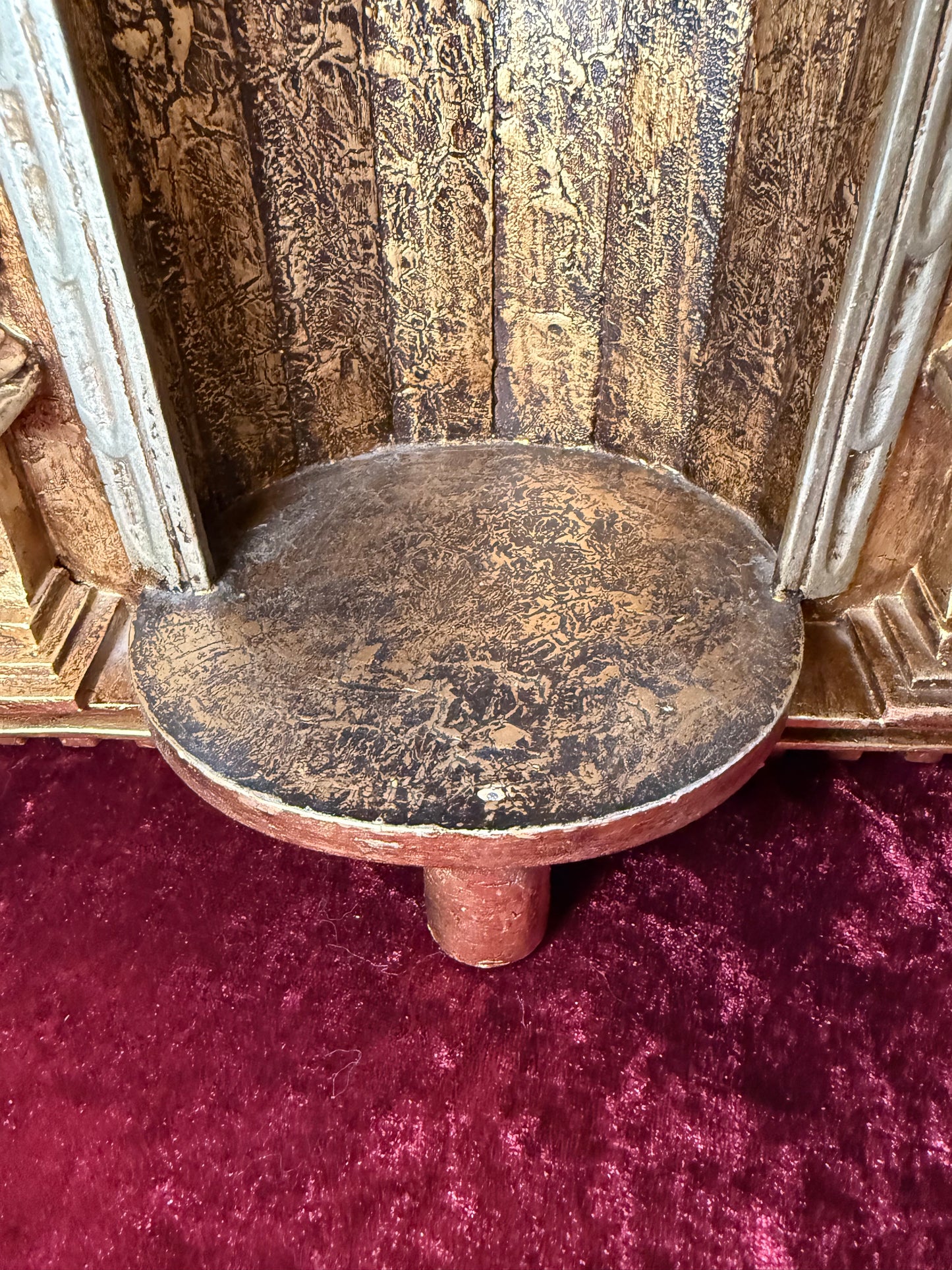 Vintage Hand Carved Wooden Altar - Immaculate Conception of Mary - Gold Shrine Devotional
