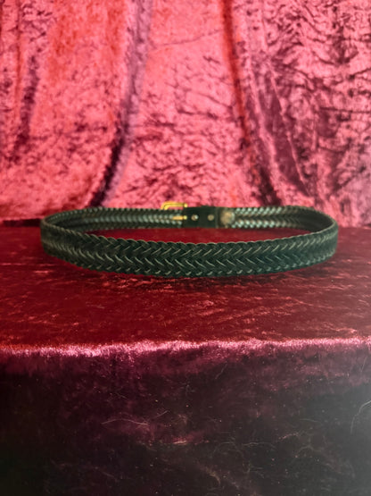 Vintage Accessories - Braided Suede Leather Belt - Black - M
