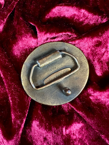 Vintage Metal Belt Buckle - Tropical Palm Tree Island Scene - 1976 Indiana Metal Craft