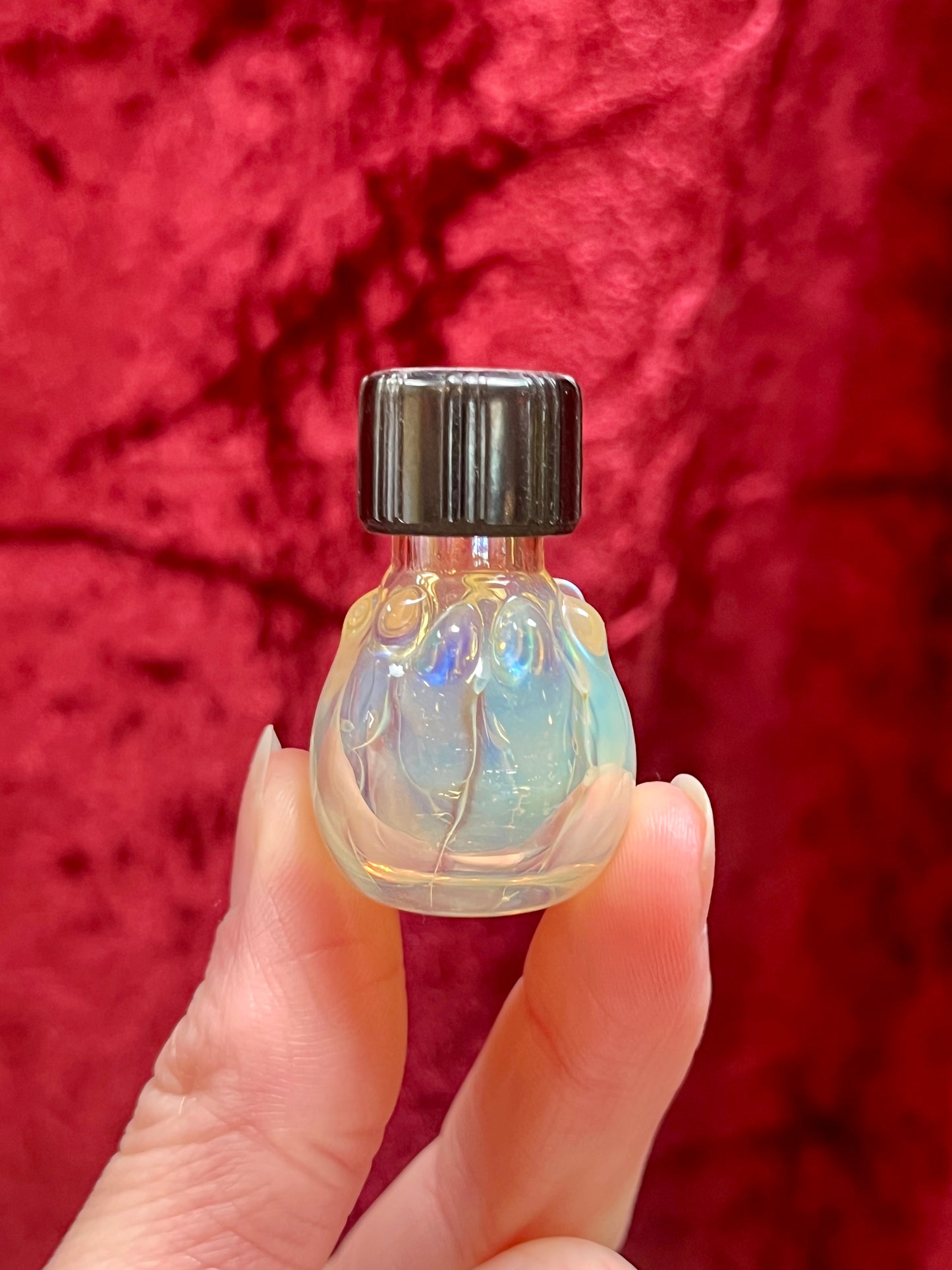 Vintage Miniature Glass Bottle - Handblown - Iridescent Blue and Green - 1.5”